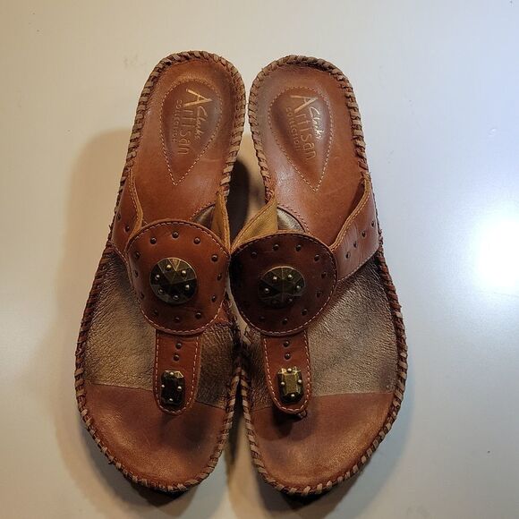 CLARKS ARTISAN COLLECTION WEDGE THONG SANDAL - Picture 3 of 13